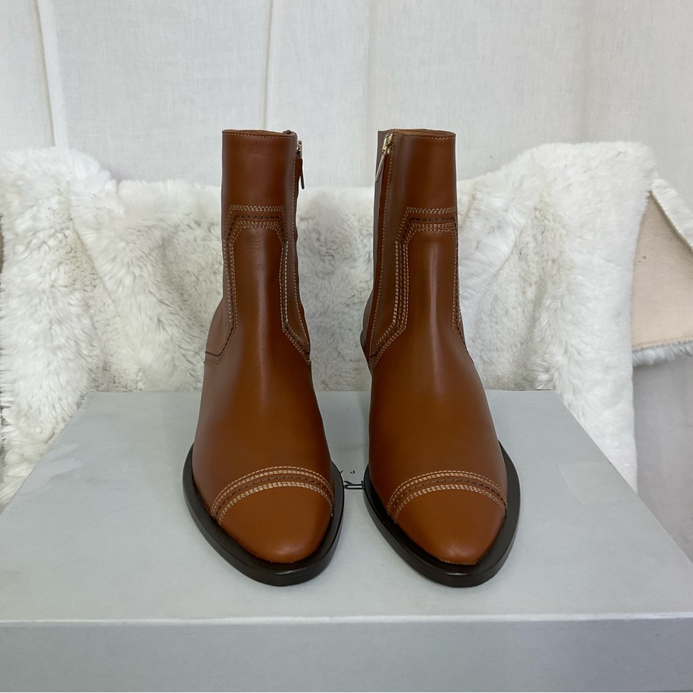 NEW Robert Clergerie Merry Brown Leather Ankle Boots Size 5.5 - Picture 4 of 10